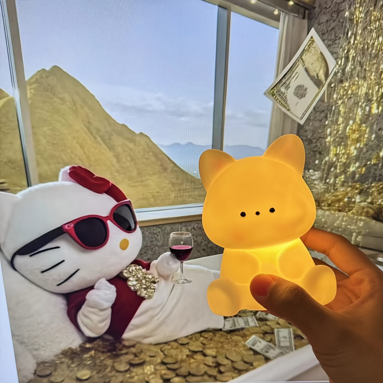 1 ta mushukcha tungi chiroq, o'chirish tugmasi bilan, plastikdan tayyorlangan, tug'ilgan kunlar uchun mukammal sovg'a yoki ijodiy bezak sifatida.