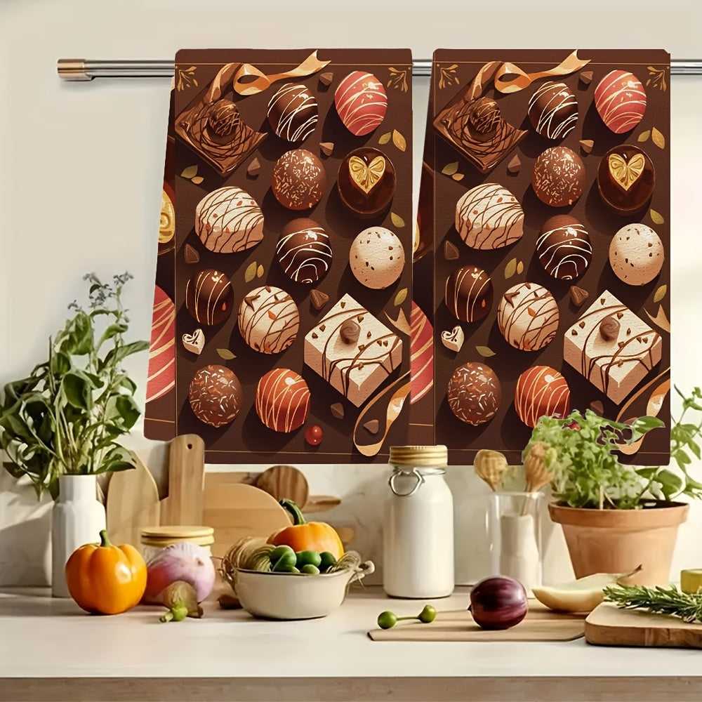 Juego de 2 toallas de cocina ultra suaves 40x60cm con trufas de chocolate gourmet