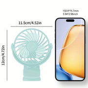Mint Green Portable Clip-On Fan with USB Rechargeable Battery Adjustable Speeds Quiet Operation