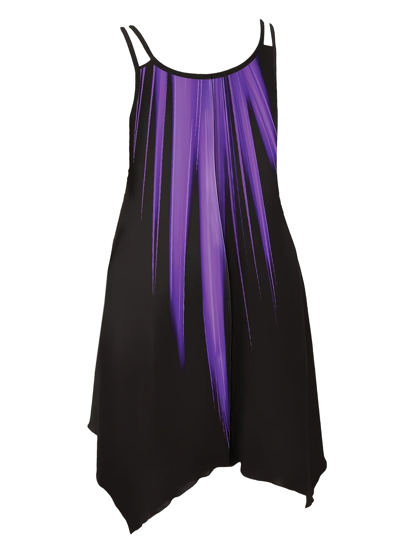 Платье-камуфляж большого размера с омбре-принтом для отпуска весна-лето, асимметричный подол, двойные бретели