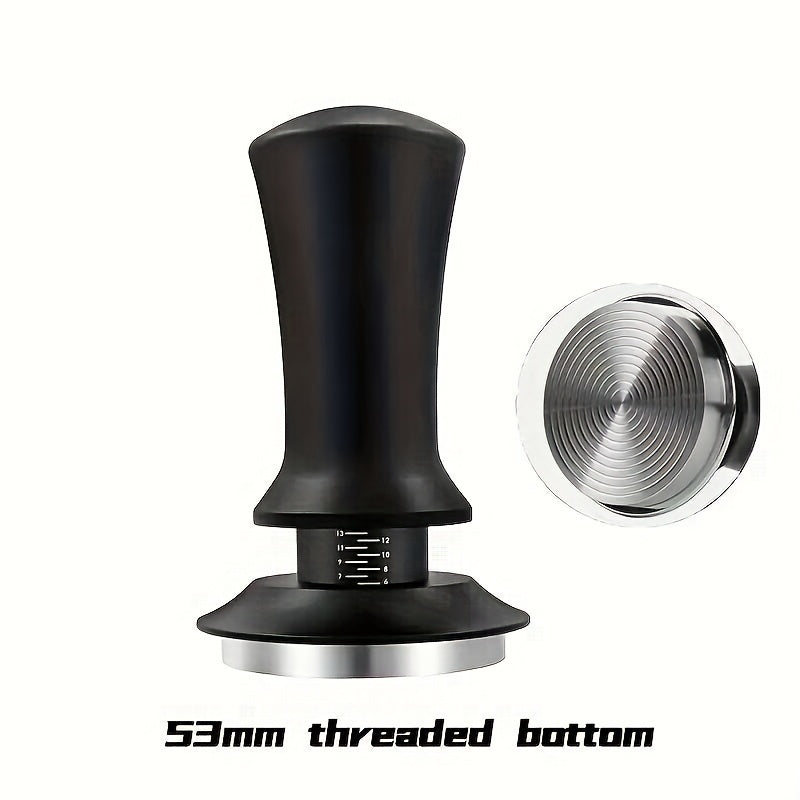 Tamper de espresso de acero inoxidable con calibración de profundidad ajustable para uso en casa