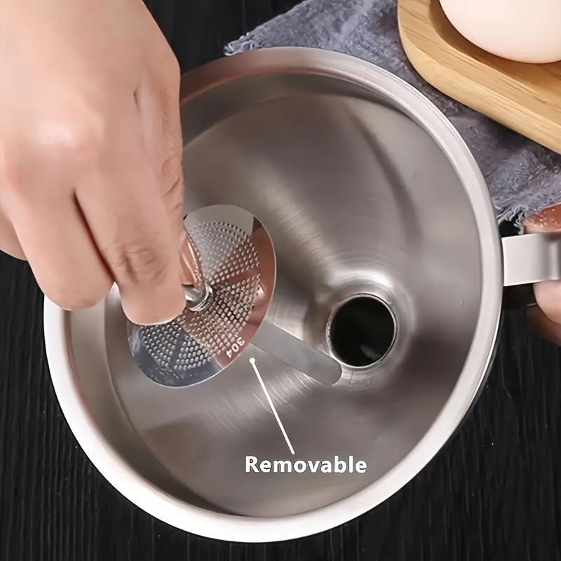 Kichkina foydalanish uchun katta diametrli zanglamas po'latdan yasalgan funnel, oson moy oqishi uchun filtr ekran va qoshiq bilan.