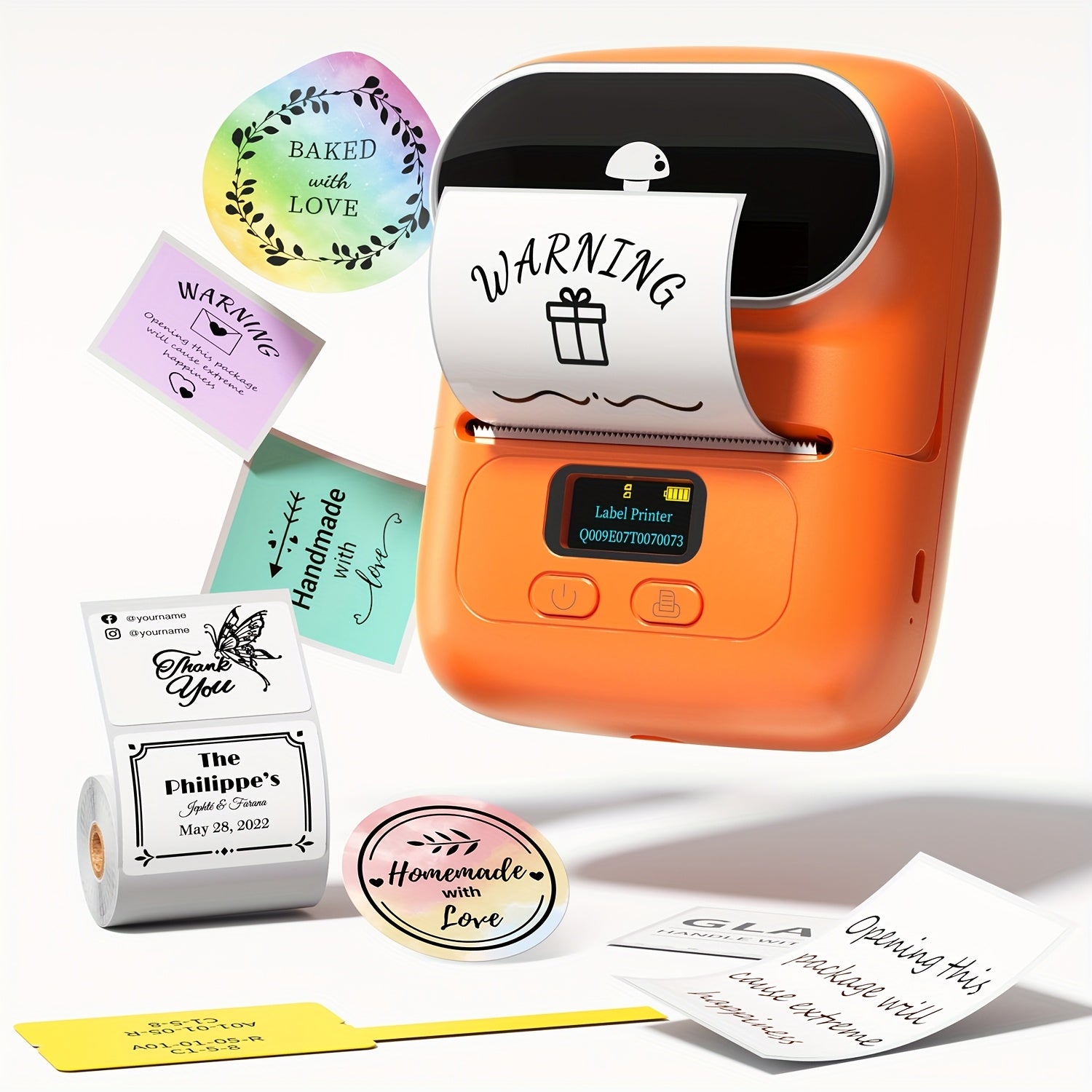 Portable Thermal Label Printer for IOS Android Small Business Office Black 40x30mm