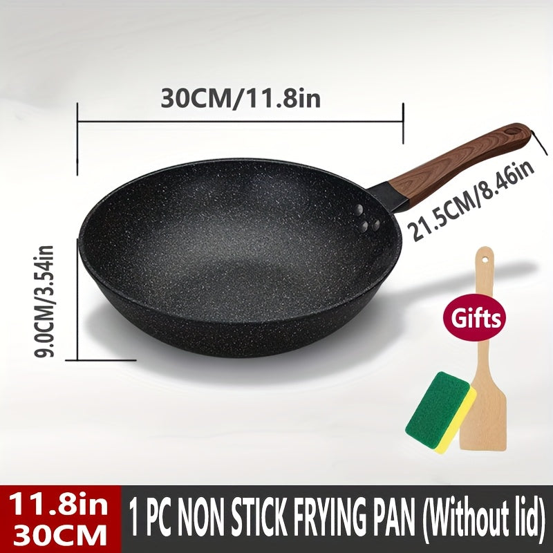 Green Cast Iron Non-Stick Frying Pan 1-Piece Smokeless Induction Gas Compatible
