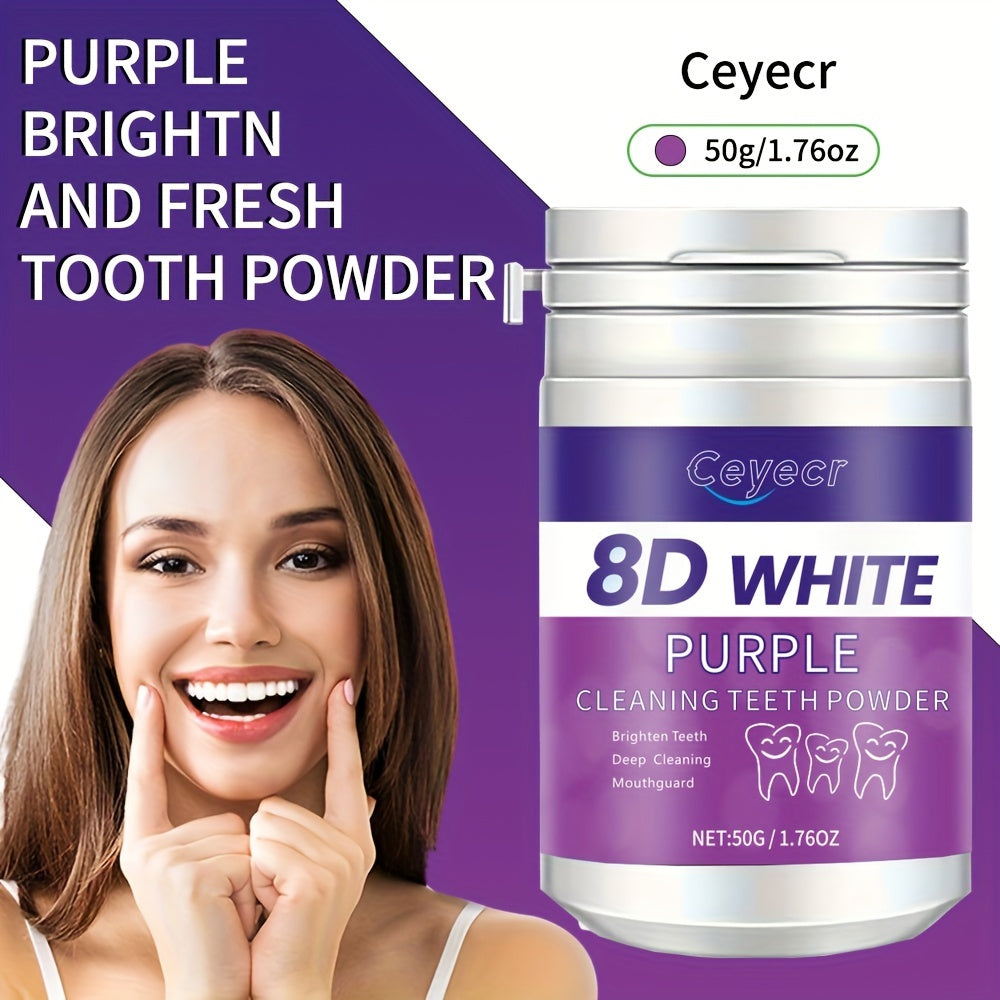 Purple Teeth Whitening Powder 1.76oz with Natural Pearl Essence for Brightening and Fresh Breath