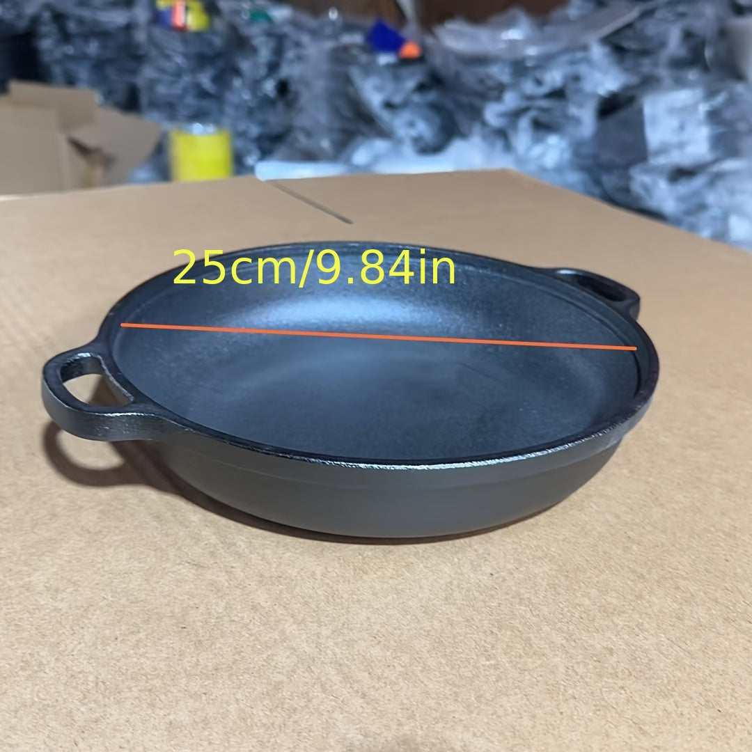 Cast Iron Skillet Round 10 Inch Nonstick Double Handle Cooking Pan for Kitchen and Restaurant
