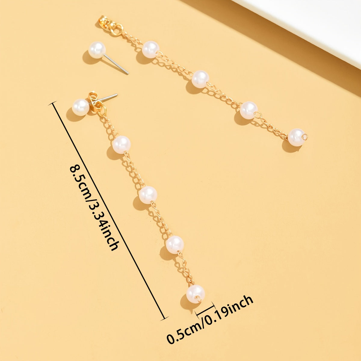 Women Faux Pearl Drop Earrings Long Dangle Tassel Jewelry