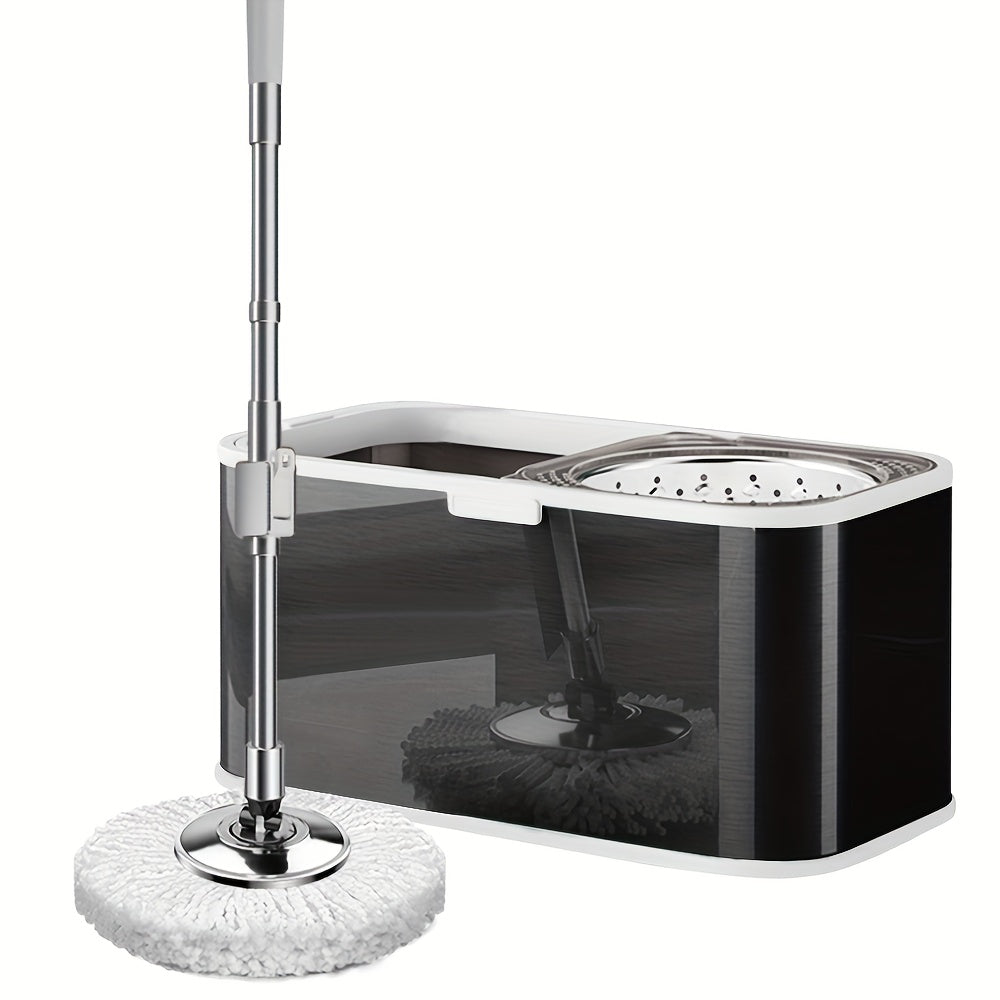 Stainless Steel Spin Mop and Bucket Set No Hands Cleaning for Home and Kitchen
