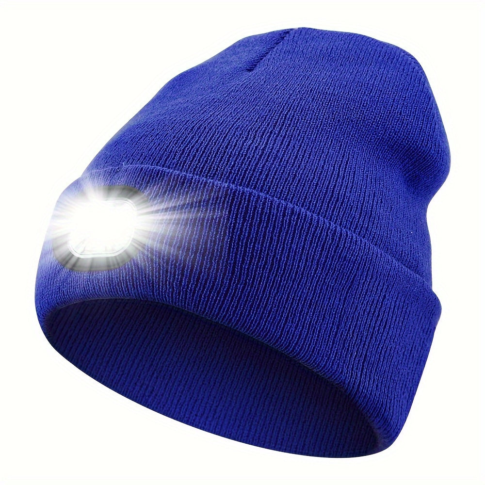 Unisex LED Beanie Hat with 4 LEDs for Night Walking Camping and Fishing