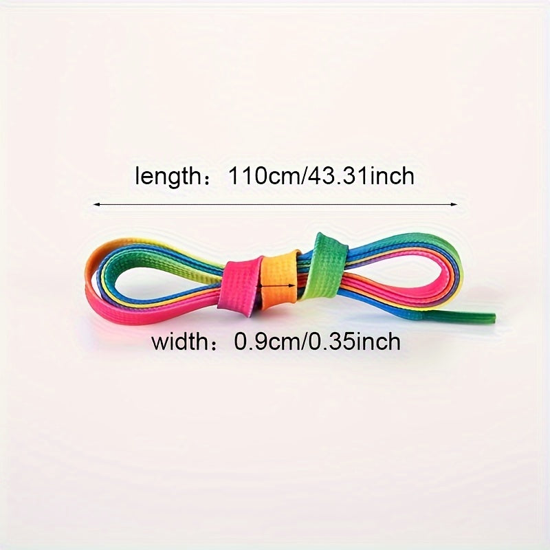 Unisex Rainbow Gradient Flat Shoelaces Polyester Spandex for Sneakers and Boots