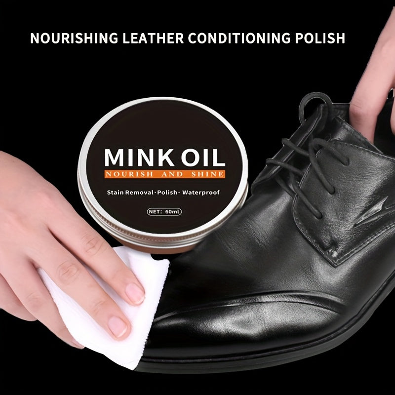 Leather Shoe and Leather Care Wax Set with Polishing Sponge and Oil