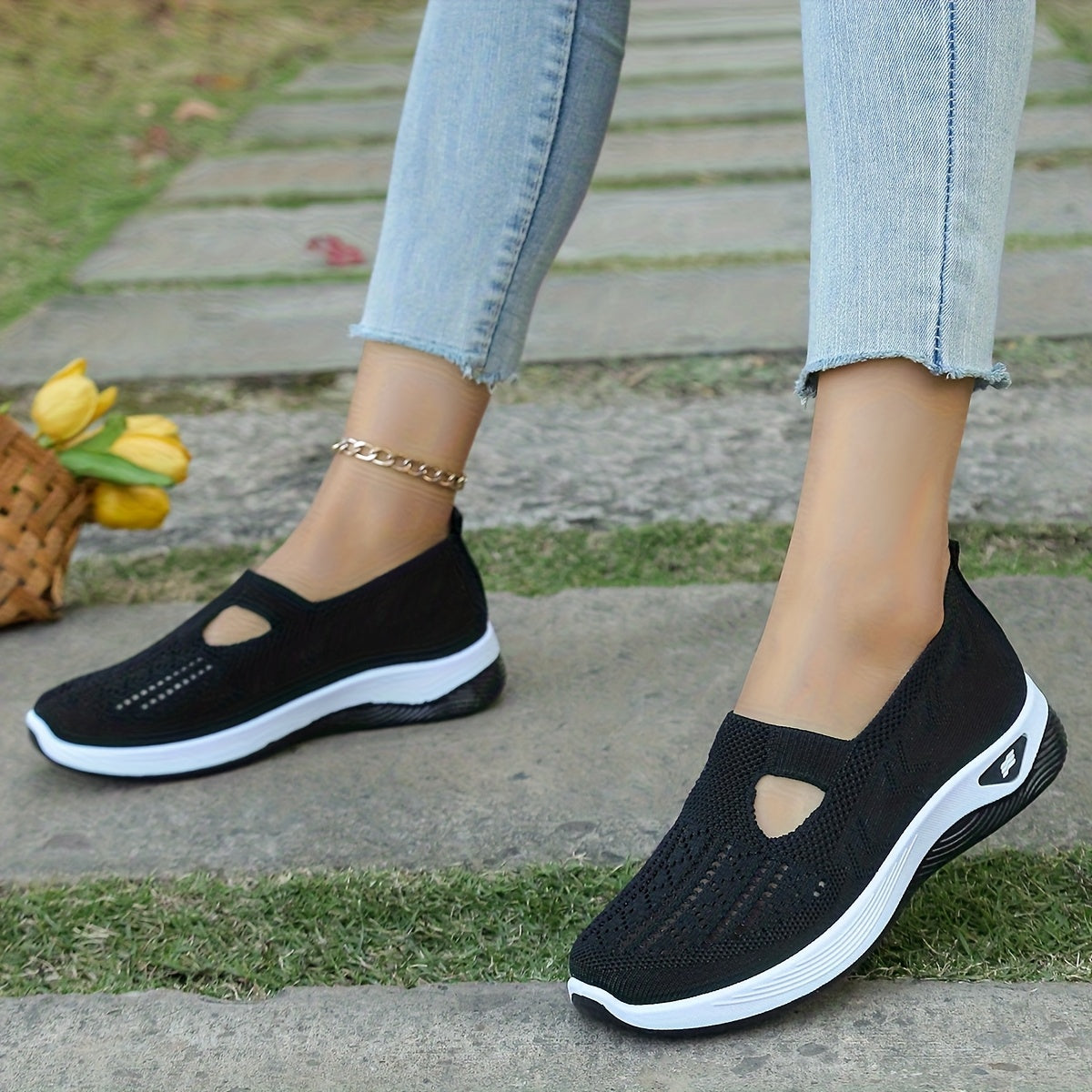 Women's Breathable Mesh Slip-On Walking Shoes Casual Sneakers All-Season