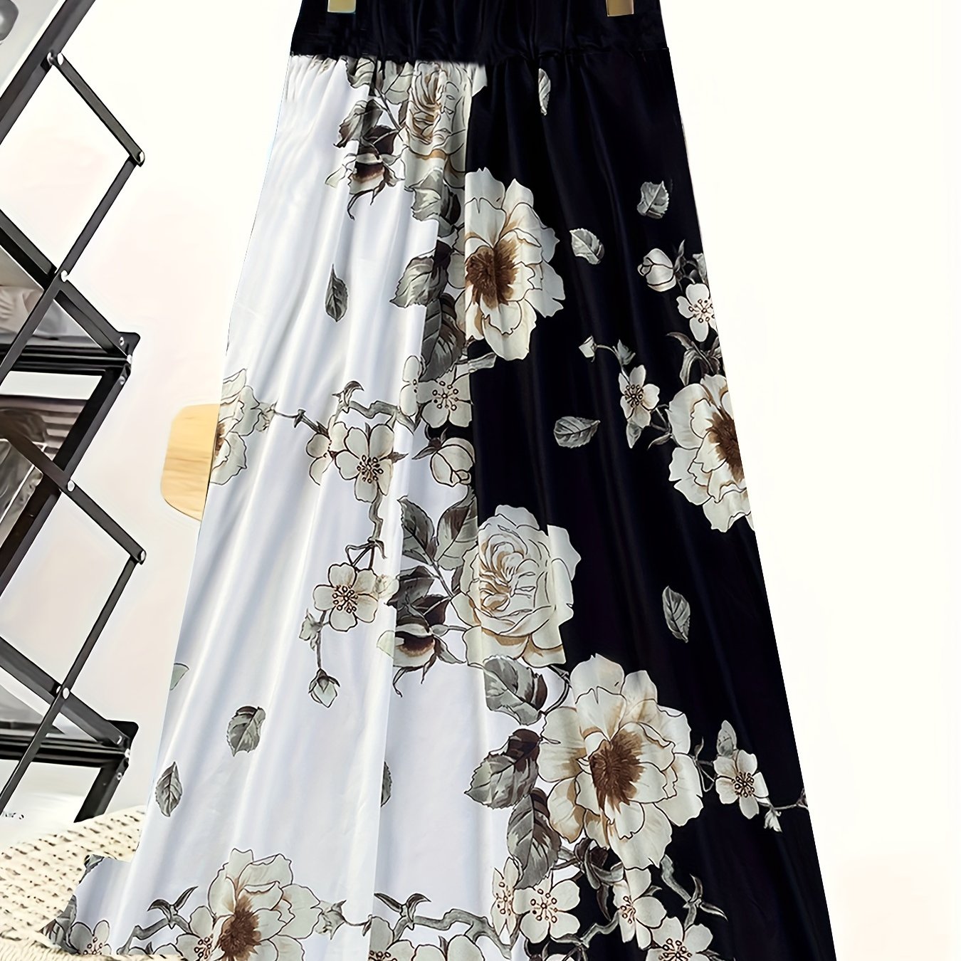 Юбка с цветочным принтом большого размера, высокая талия, эластичный материал, всеover принт, лето