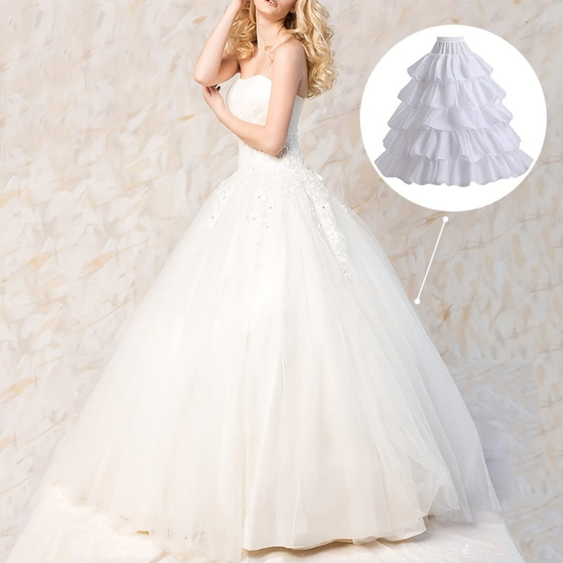 White Ruffled Petticoat for Women with Built-in Support for Bridal and Party Dresses
