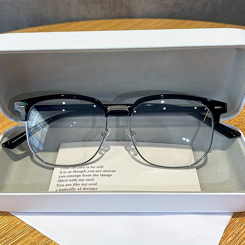 Retro Half-Gold Frame Glasses for Men and Women Minimalist Eye Protection