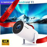 Portable Android 11 Projector with WiFi6 720P HD 4K Auto Correction