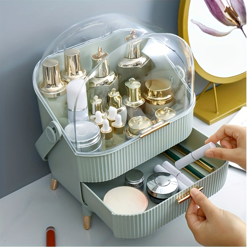 Vanity Organizer with Mirror and Compartments for Makeup Storage