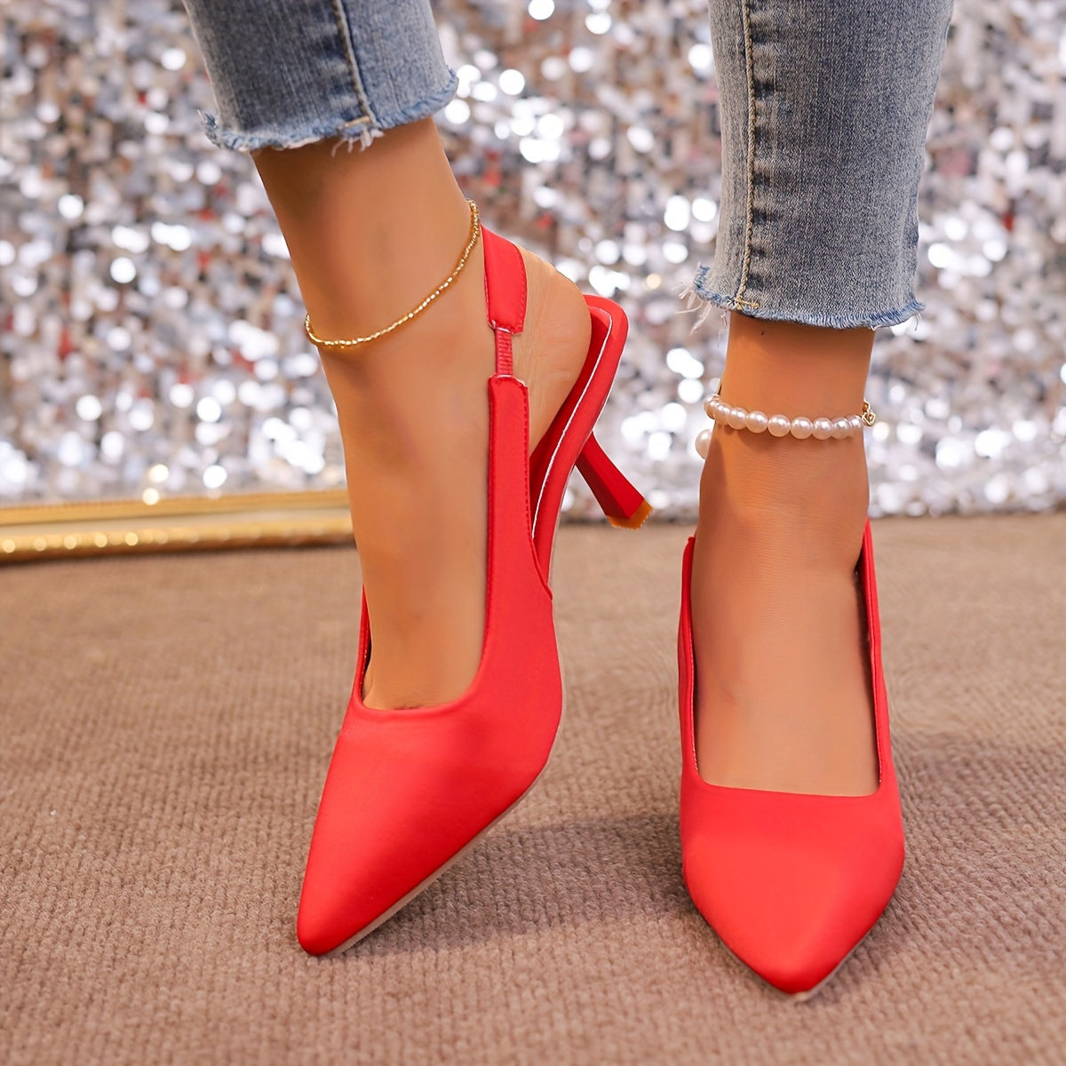 Women's Fashion Solid Color Ankle Strap High Heels Open Toe Pumps