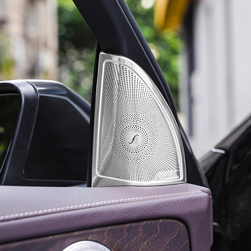 Stainless Steel Car Door Speaker Covers for C/E/GLC 2015-2022 Easy Install