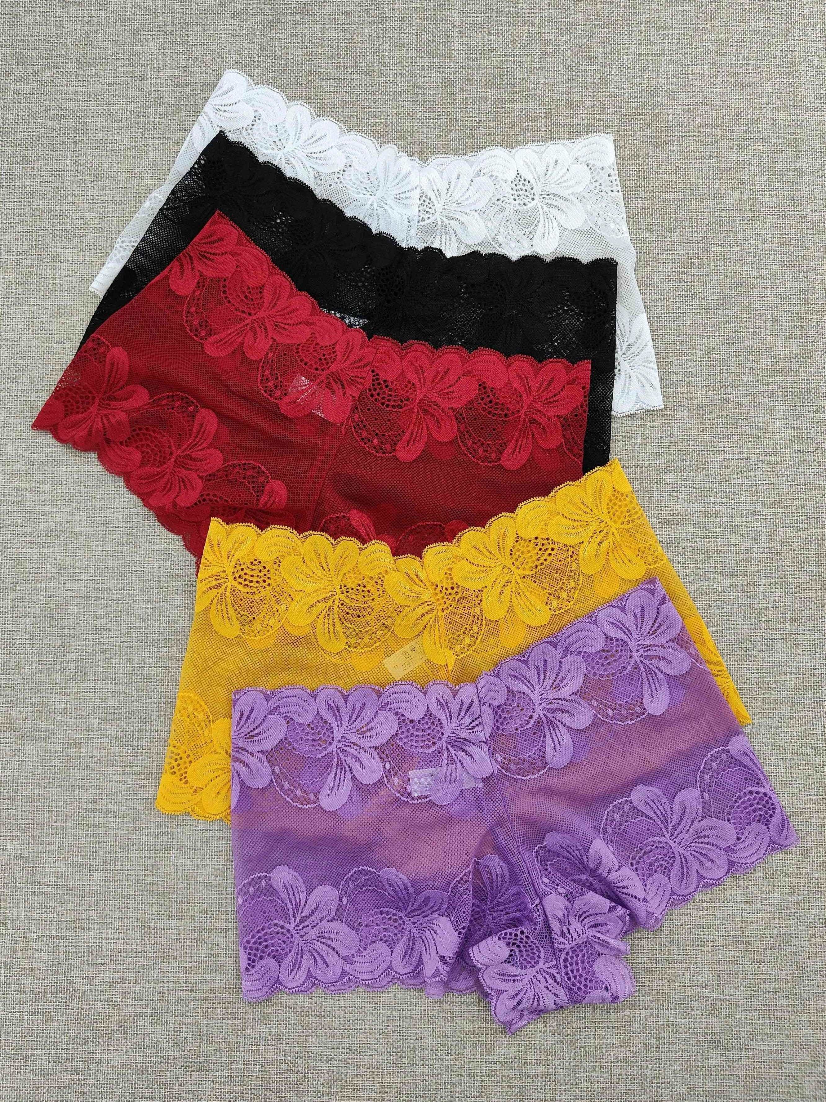 Women's Lace Boyshort Panties 5-Pack Non-See-Through Nylon Blend Underwear