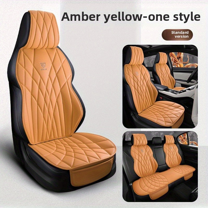 7pcs Synthetic Car Seat Covers All-Season Semi-Enclosed Fit Durable Protection