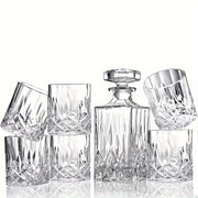 7-Piece Glass Whiskey Decanter Set with 6 Shot Glasses for Home Bar or Gift