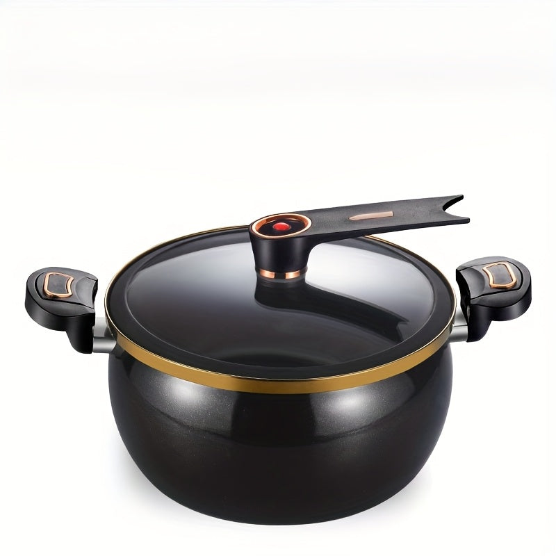 Large capacity enamelled cast iron stockpot with lid double handles knobs for quick cooking