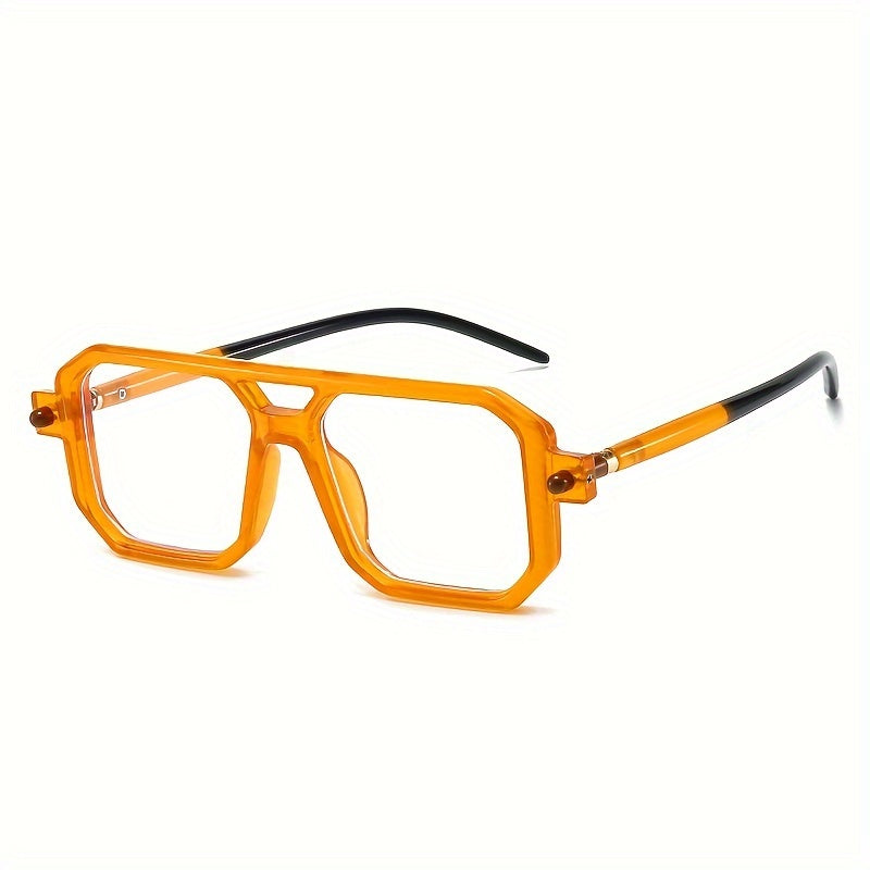 Retro Large Frame Glasses Men Women Double Bridge Stylish Eyewear for Daily Wear