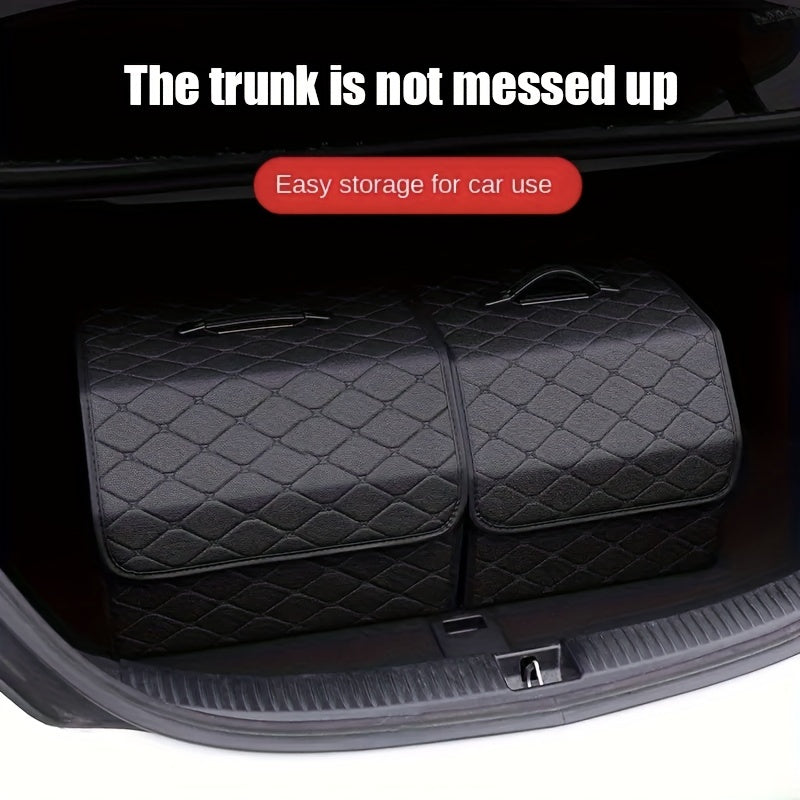 Collapsible Car Trunk Organizer Storage Box for Toys Food and Accessories PU Leather