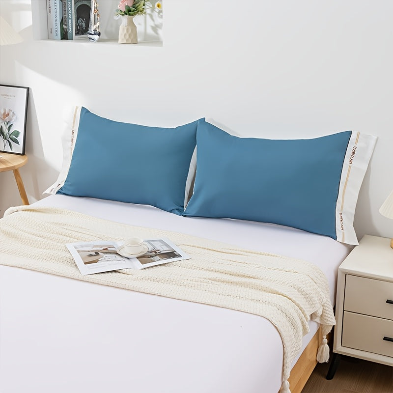 Set of 2 Embroidered Pillowcases in Multiple Colors and Sizes, Soft Polyester Spandex