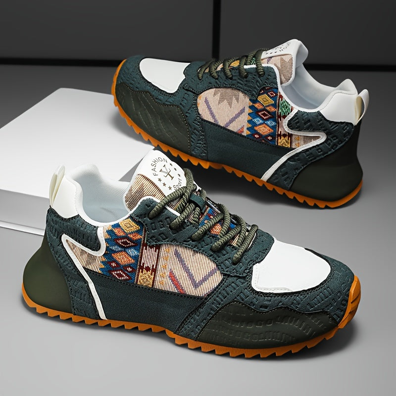 Men's Casual Lace-Up Sneakers All-Season PU Fabric Solid Color Low Top