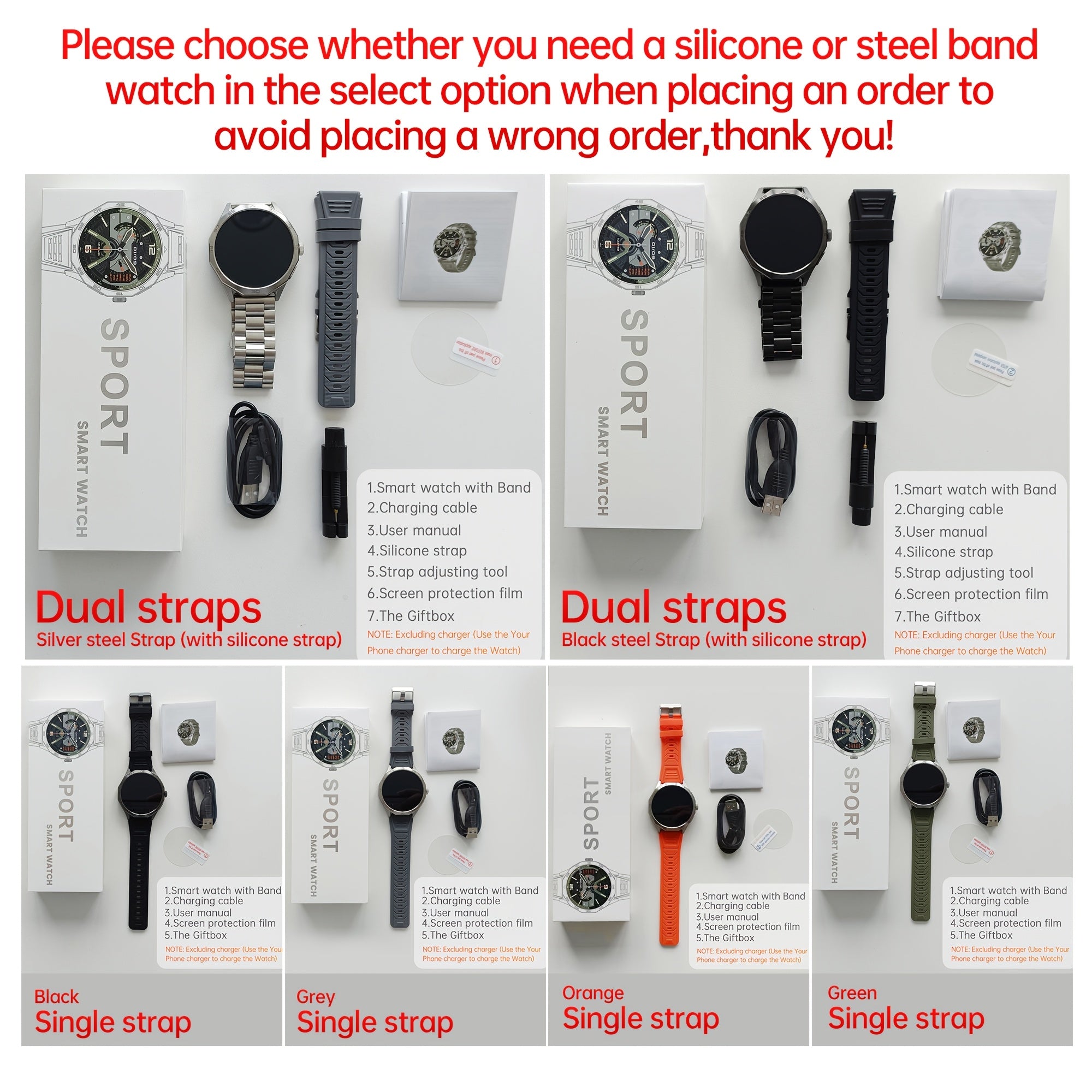 Zinc Alloy Smart Watch 4.7cm Screen 100+ Sports Modes AI Voice Control Wireless Rechargeable Battery