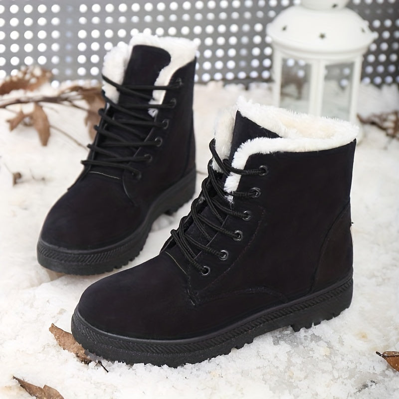 Women's Snow Boots Platform Lace Up Winter Short Boots