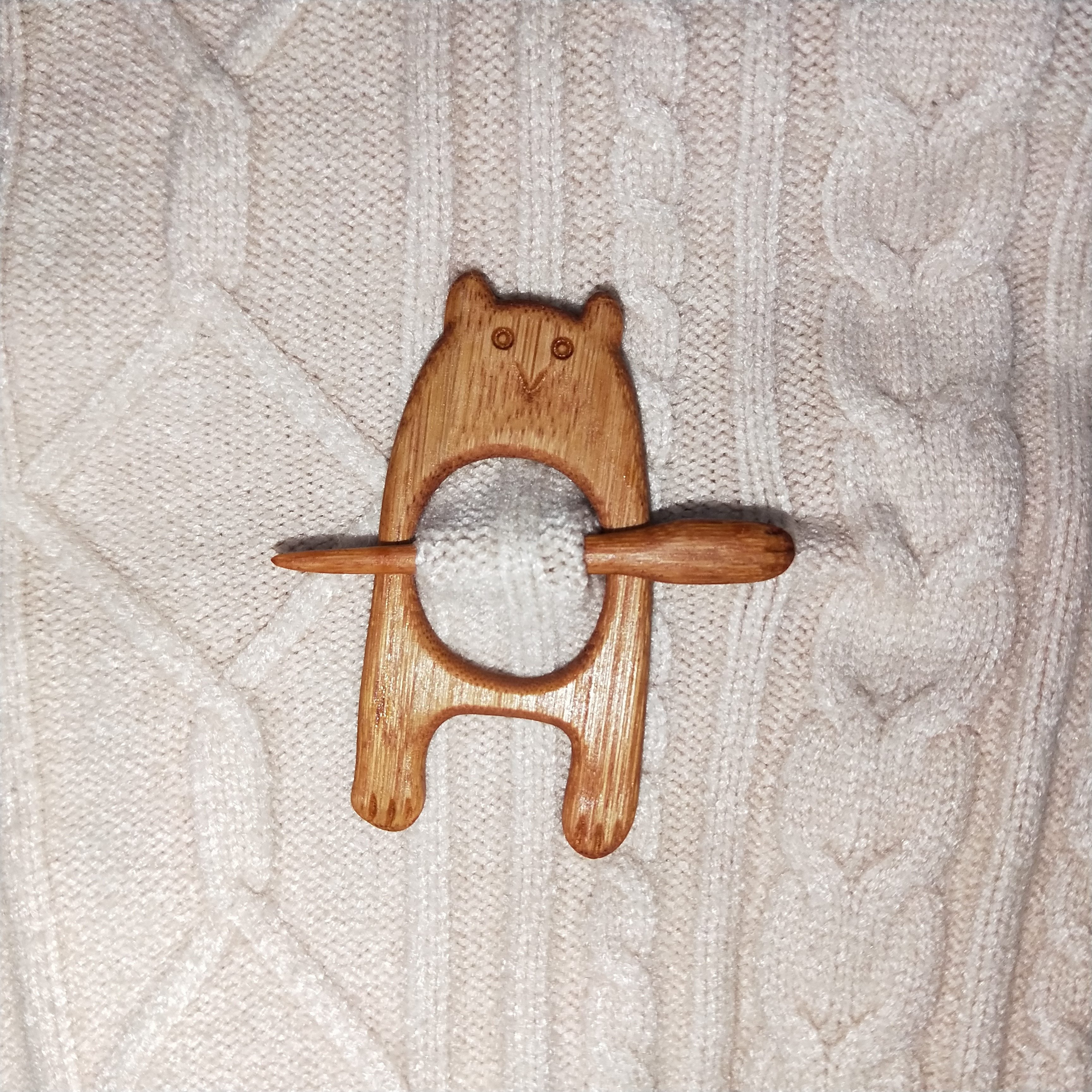 Wooden Animal Pattern Brooch Pin DIY Craft Badge for Shawl Scarf Accessories