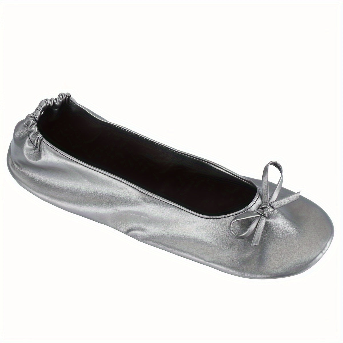 Women's Ballet Flats Foldable Travel Shoes with Removable Pouch Black