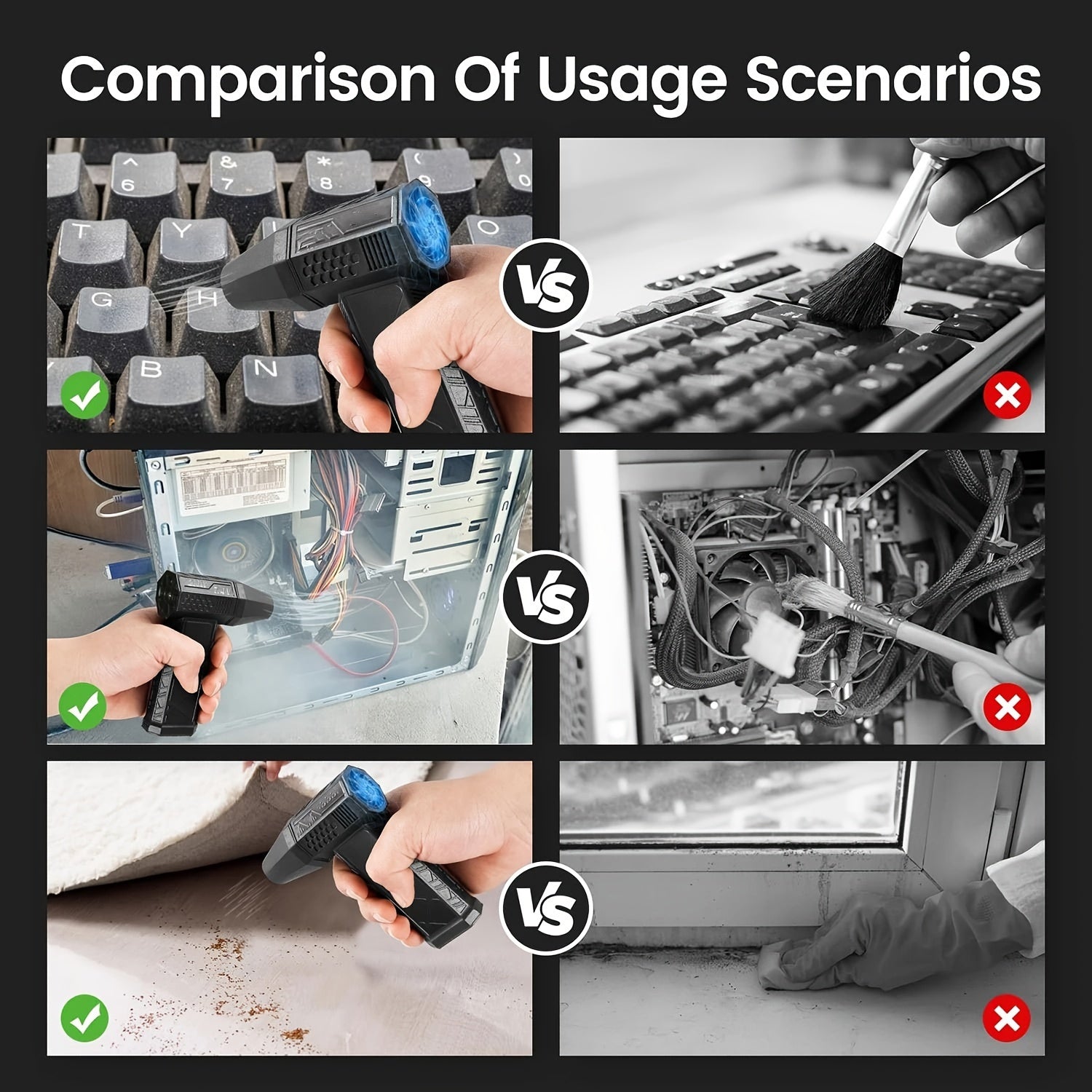 Mini ventilador de mano turbo para limpieza de electrónica, polvo, nieve, recargable por USB