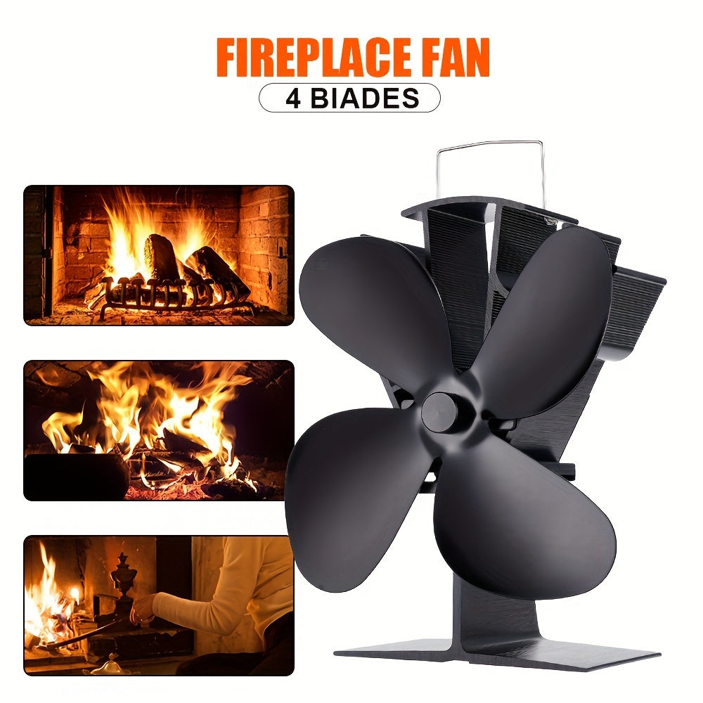 Heat Powered Stove Fan 4-Blade Fireplace Fan for Energy Efficiency and Home Comfort