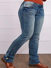 Plus Size Women's High Stretch Straight Leg Long Pants with Slits