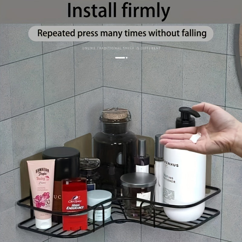 Треугольная железная настенная полка для ванной, кухни, спальни — хранение с полыми деталями