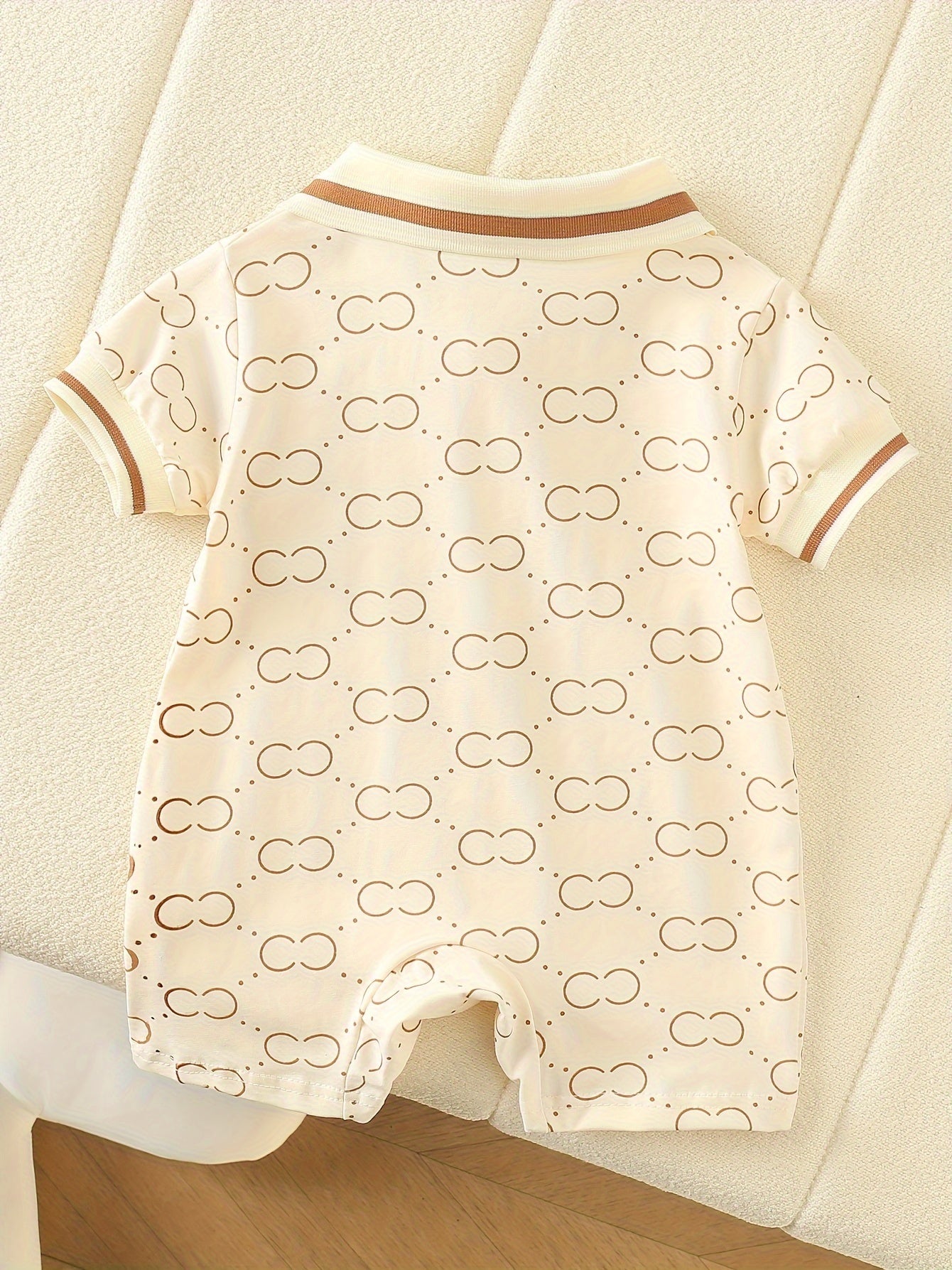 Baby Girl Cotton Romper Summer Short Sleeve All Over Print Knee Length