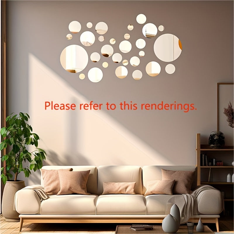 33pcs 3D Acrylic Mirror Wall Stickers Removable Self-Adhesive Home Decor