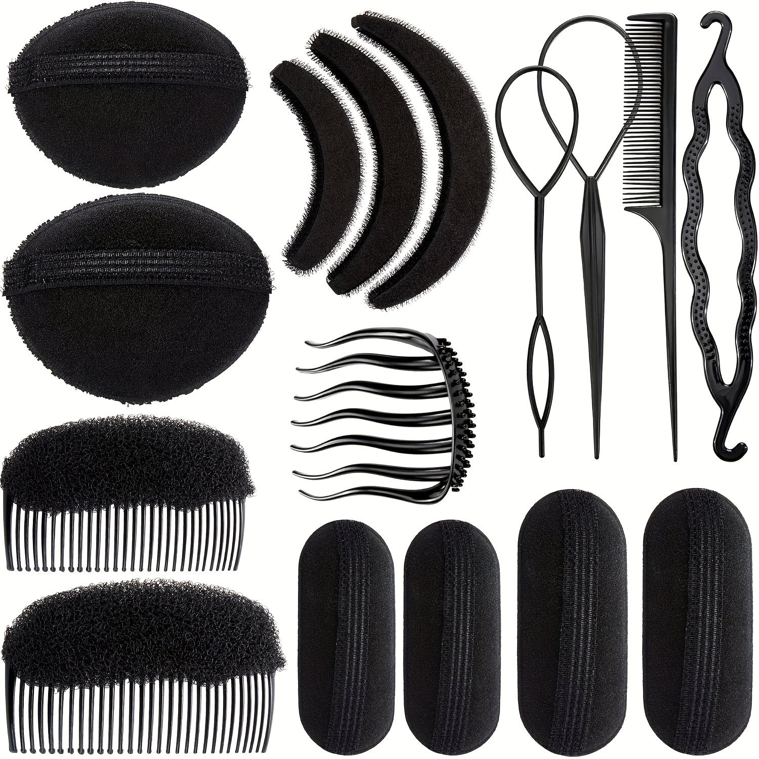 16 Pieces Hair Bump Up Volume Inserts for Women Styling Tools and Combs