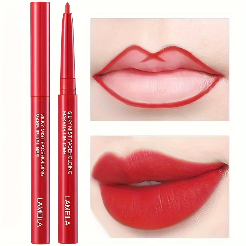 Long-Lasting Waterproof Lip Liner Pencil Matte Finish Smudge-Proof Pink Red Nude