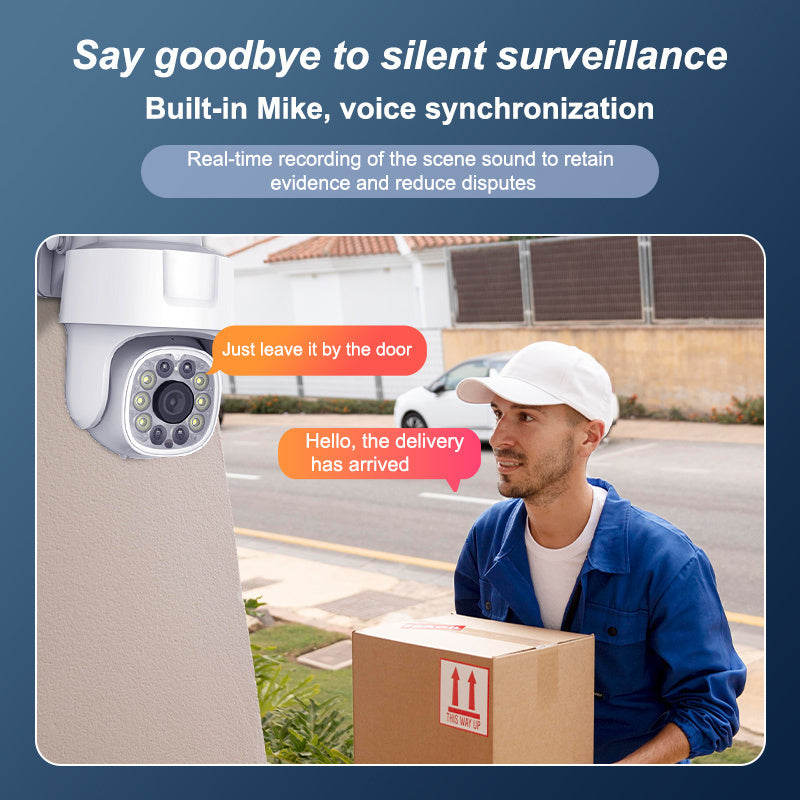 1080P HD WiFi видеокамера безопасности на улице водонепроницаемая ночное видение панорамный PTZ обнаружение движения