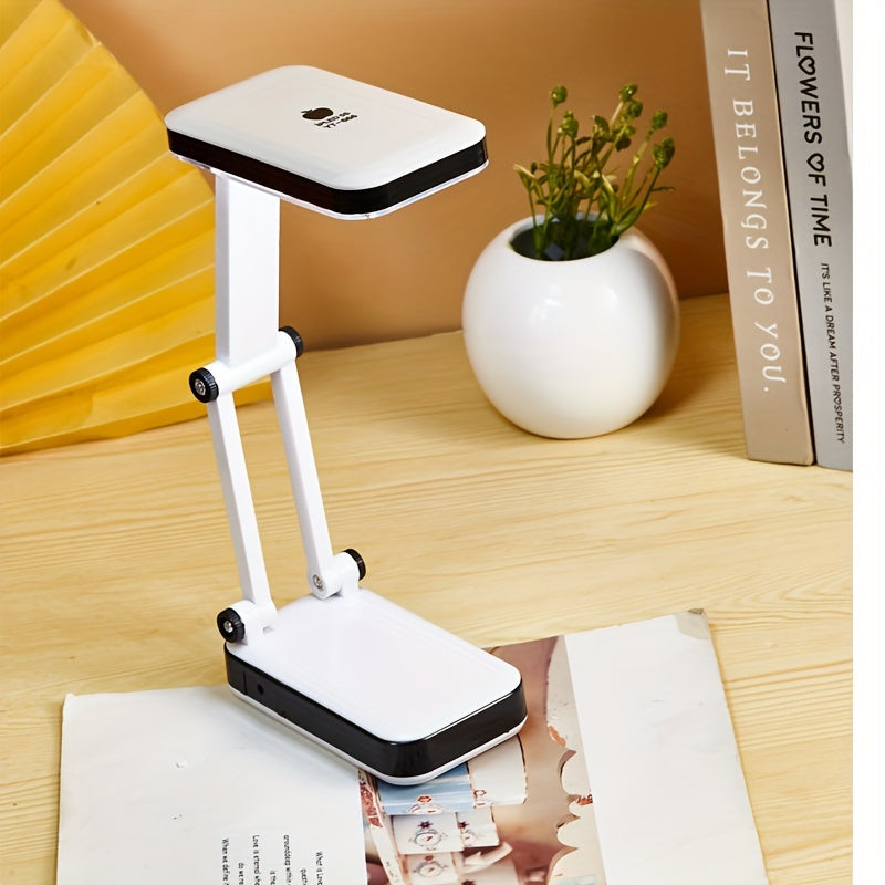 LED Desk Lamp with Eye Protection, Dual Power, Foldable, White