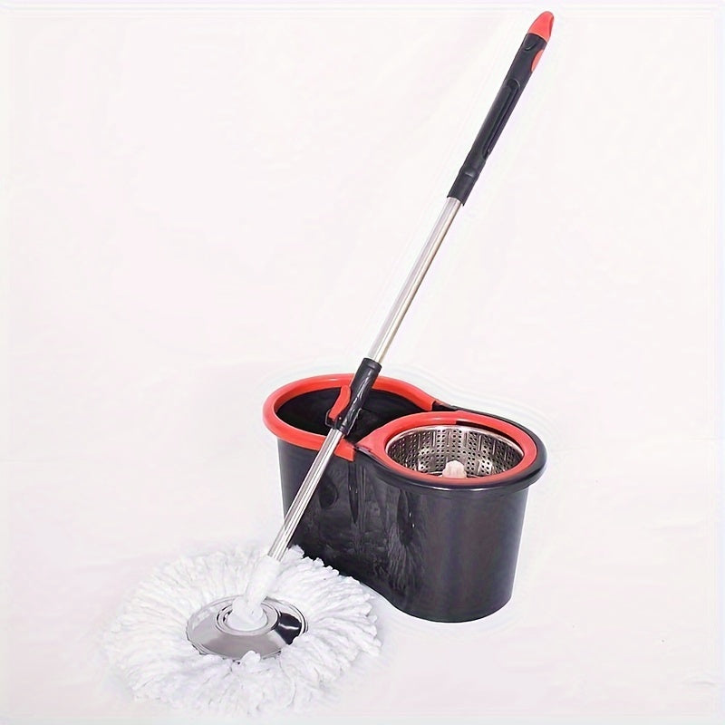 360° Spin Mop and Bucket Set with Microfiber Heads for All Surfaces