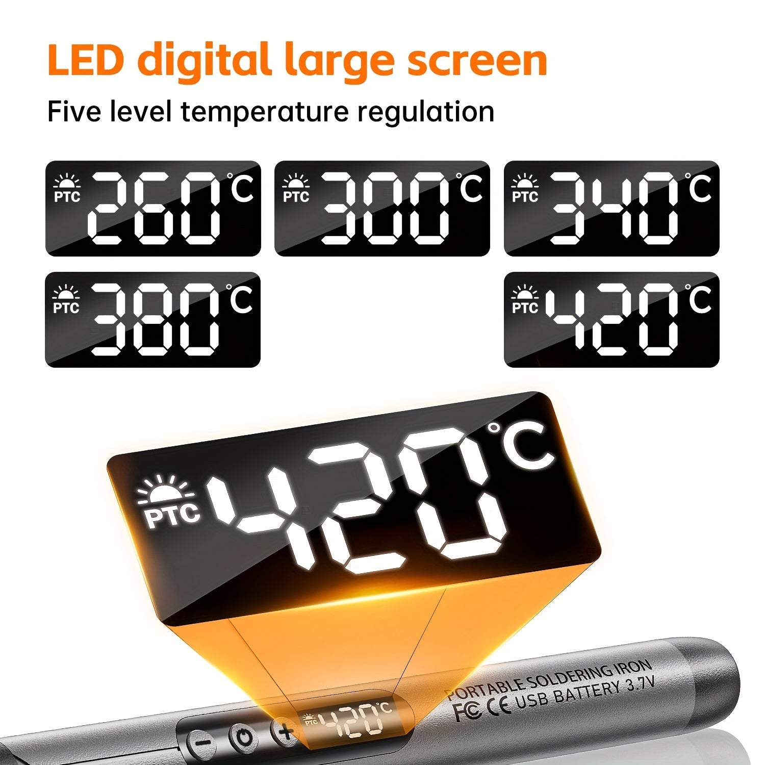 USB Soldering Iron with LCD Display Adjustable Temperature Rechargeable Lithium Battery
