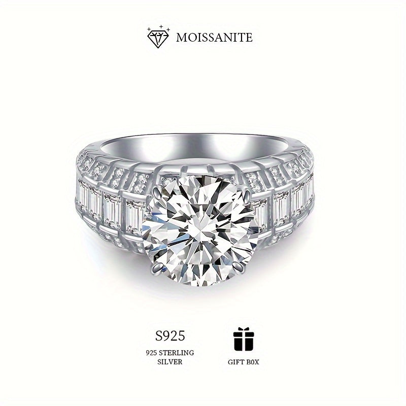 Moissanite Engagement Ring Sterling Silver Trillion Cut Hypoallergenic Gift Box