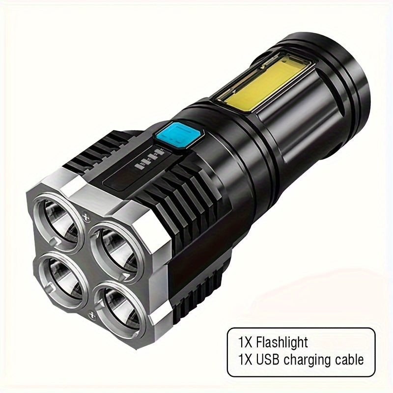 LED Flashlight with USB Rechargeable COB Side Light 4 Modes Dimmable Waterproof IPX-4 Outdoor
