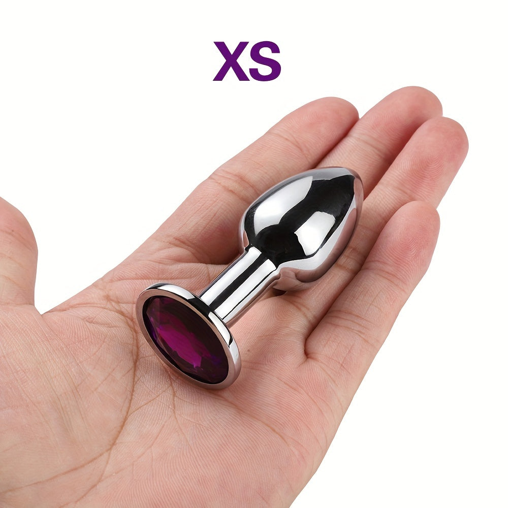 Adult Waterproof Mini Metal Anal Plug with Gemstone Base, Beginner-Friendly